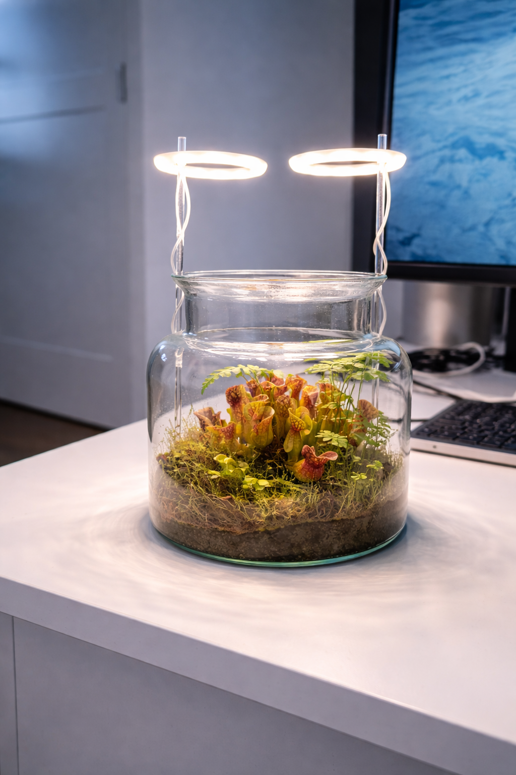 Desk Jungle Terrarium — close-up of moss